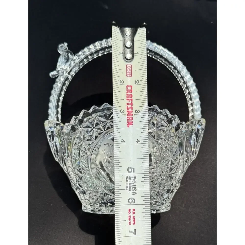 Hofbauer Byrdes Lead Crystal Basket Bird Handle Etched German Glass 6